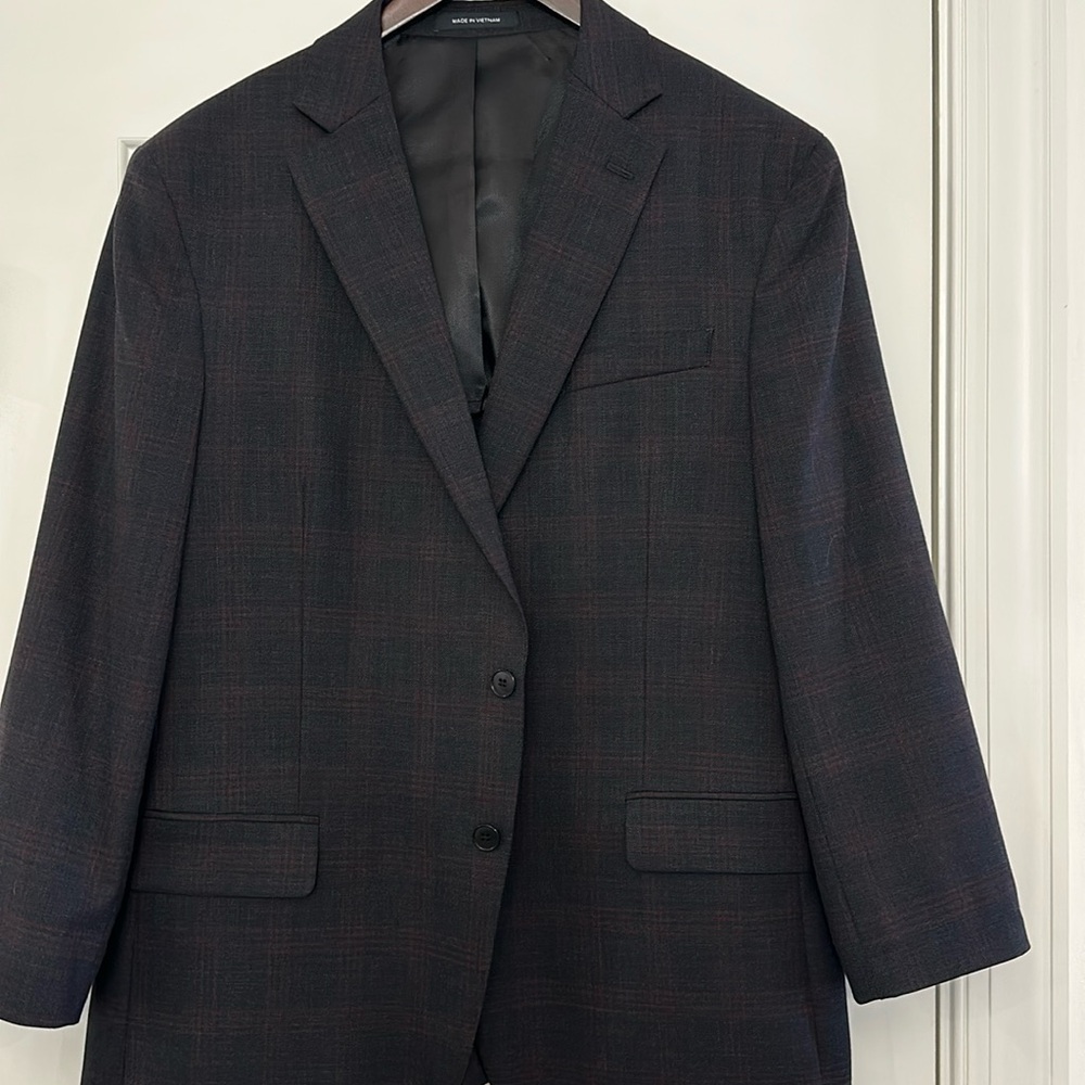 Awareness Kenneth Cole Sports Coat in Grey with Red Plaid in size 44 Regular
